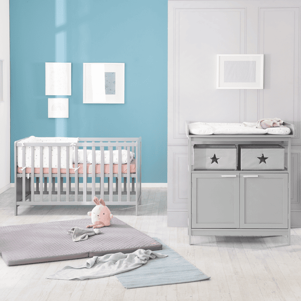 roba Chambre bébé duo lit commode 2 portes Hamburg bois taupe 60x120 cm