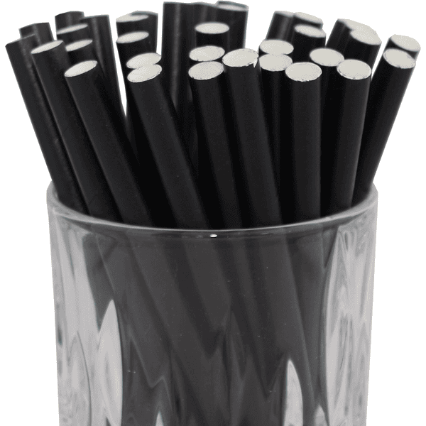 Luxentu Papier-Trinkhalme Cocktail 15 cm 100er Set schwarz