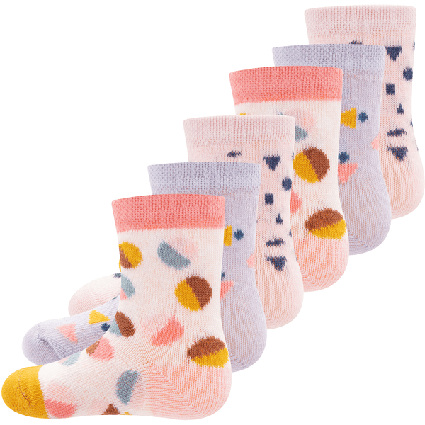 Ewers Chaussettes bébé pack de 6 graphiques roses 