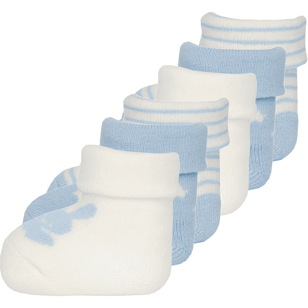 Ewers First Baby Socks Plush 6 Pack Bear Light Blue/White