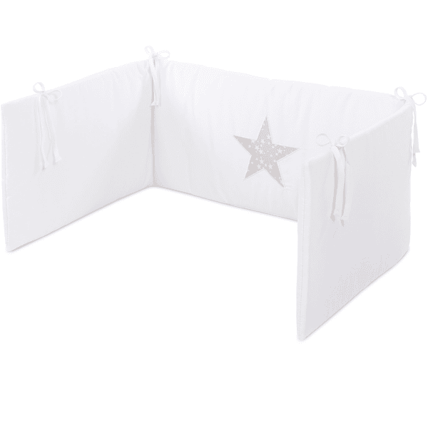 babybay ® Cot nest piqué, hvid applikation stjerne perlegrå stjerner perlegrå stjerner hvid