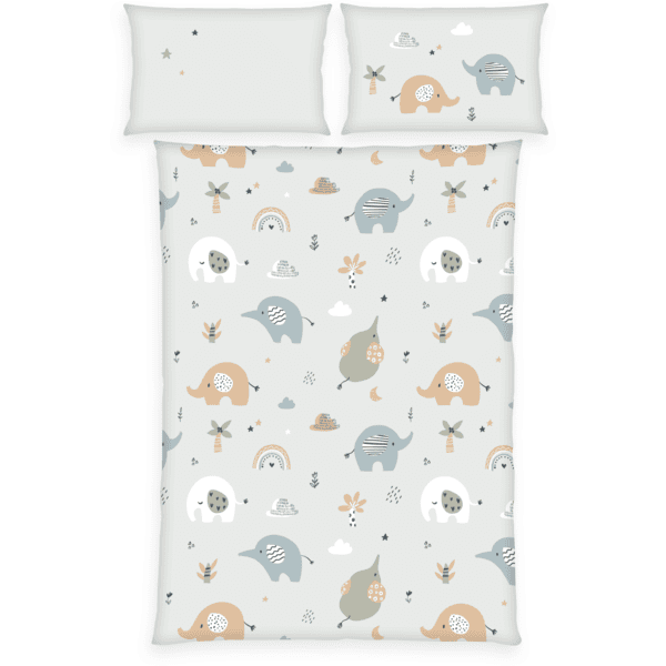 babybest® Flanell-Bettwäsche Elephants 100 x 135 cm