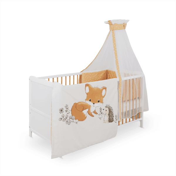 Weißes Babybett mit Fuchs-Design