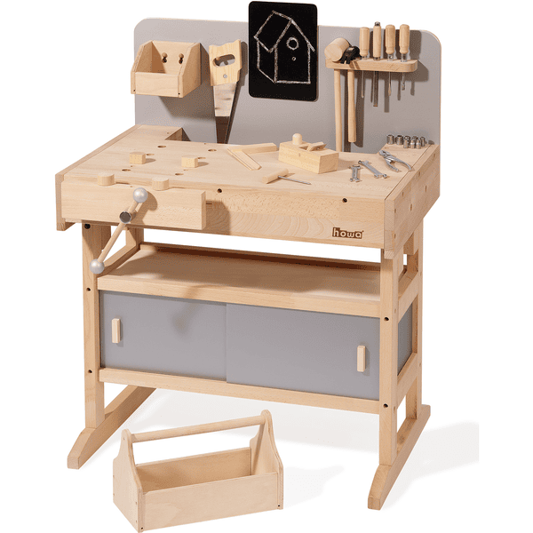 howa® Banco de trabajo de juguete con 32 herramientas madera