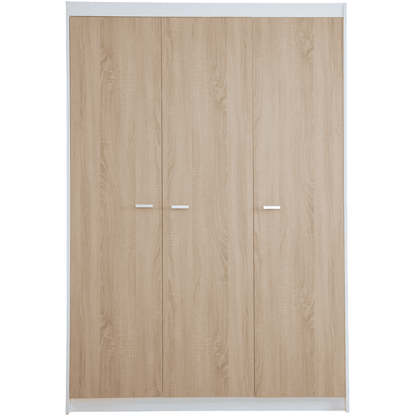 ROBA Armoire Bébé Mila 3 portes - 2 tiroirs - Gris clair - décor