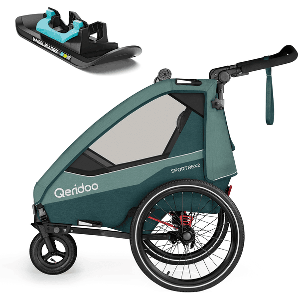 Qeridoo ® Remolque para bicicleta Sportrex 2  Limited Edition Mineral Blue Colección 2023 con Wheelblades