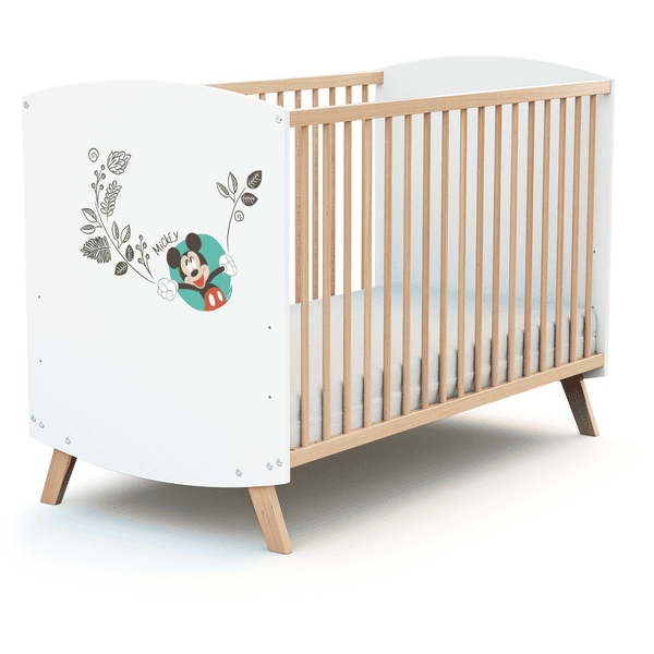 AT4 Vauvansänky DISNEY Doodle Zoo Mickey valkoinen ja pyökki 60 x 120 cm