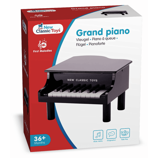 New Classic Toys Piano à queue enfant 18 touches bois noir