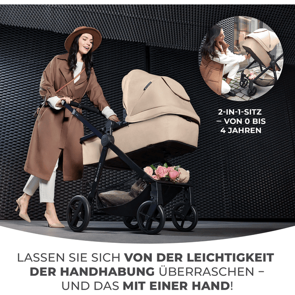 Kinderkraft Poussette trio combinée 3en1 NEWLY sand beige