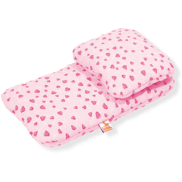 Pinolino Ropa de cama para cochecito de muñecas Corazoncitos rosa, 2 piezas