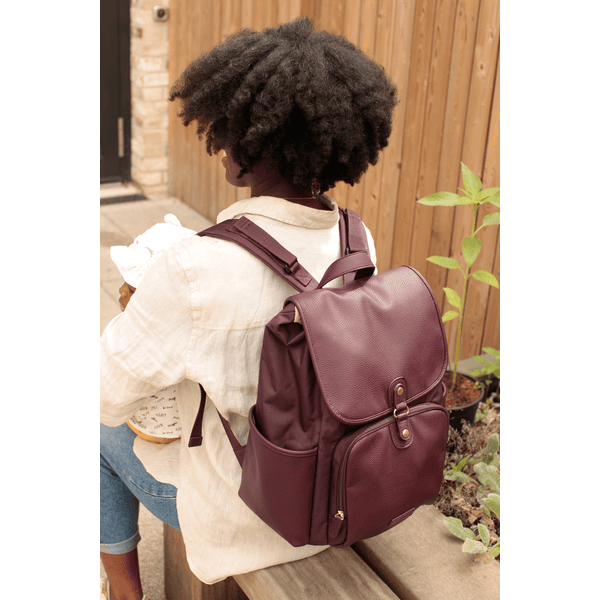 Babymel Luiertas rugzak Freddie Vegan Leather Burgundy Convertible