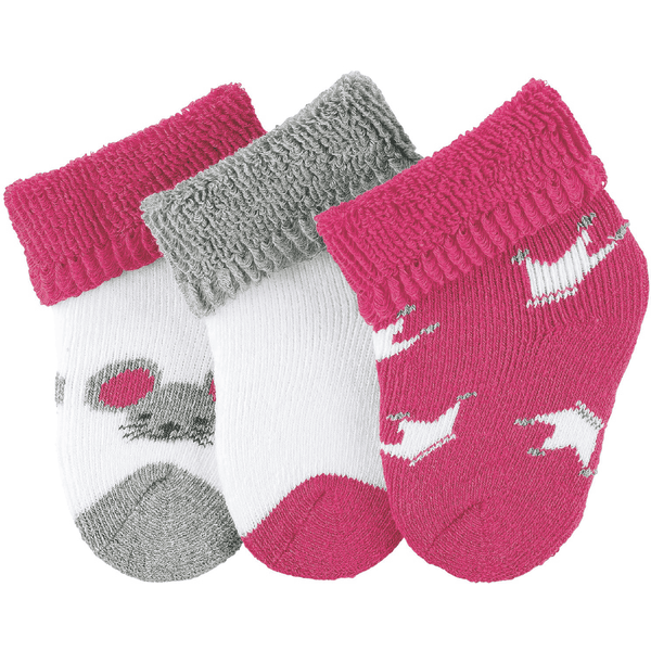 Sterntaler First Baby Socks 3-Pack Myši bílé