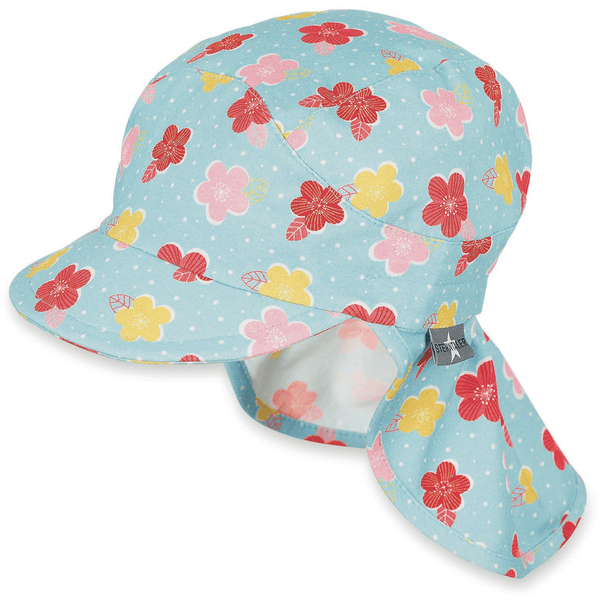 Sterntaler kasket med top og nakkebeskyttelse sea blue 