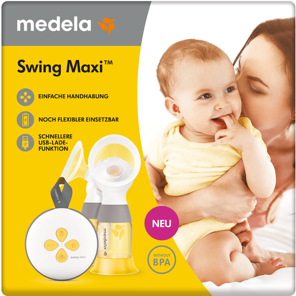 Medela Set per l'allattamento al seno Tiralatte elettrico doppio Swing Maxi,  50 sacchetti per il latte materno da 180 ml, 60 coppette assorbilatte  monouso 