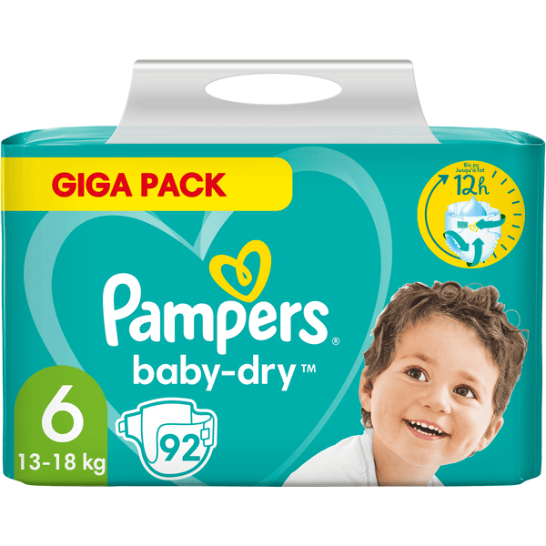 Pampers Dry, Gr. 6 Large, 13-18kg, Giga Pack (1x 92 Windeln) - babymarkt.de