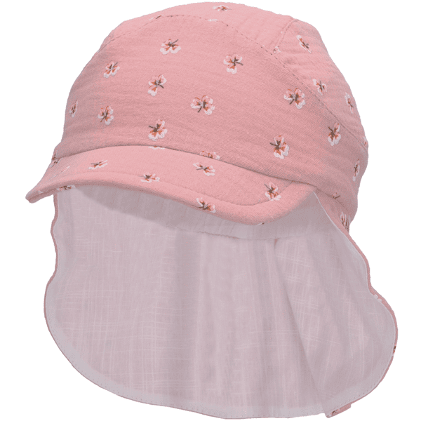 Sterntaler Peaked Cap med nakkebeskyttelse Blomster Pale Pink 