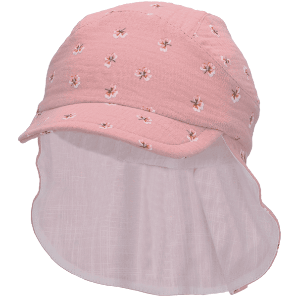 Sterntaler Peaked Cap met nekbeschermer Bloemen Lichtroze 