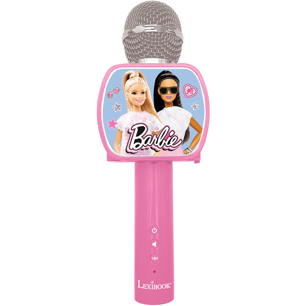 LEXIBOOK Micrófono Karaoke Bluetooth Barbie con altavoz y soporte Smartphone 