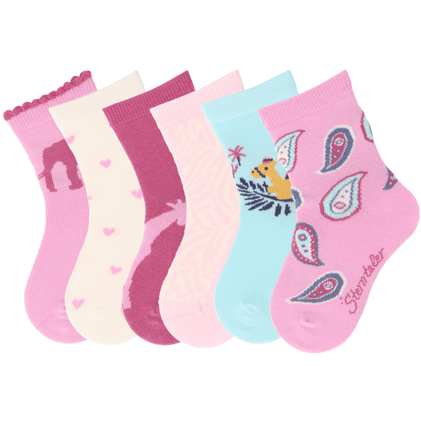 Sterntaler Lot de 6 chaussettes éléphant rose vif 