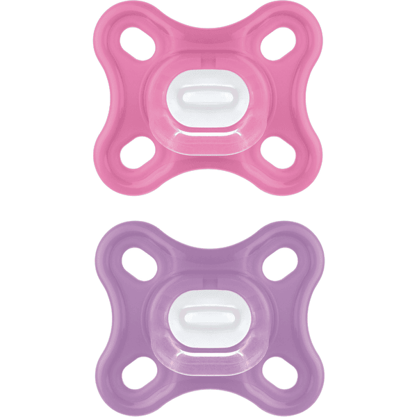 MAM Ciuccio Comfort Silicone, 0+ mesi, 2 pezzi, rosa + viola