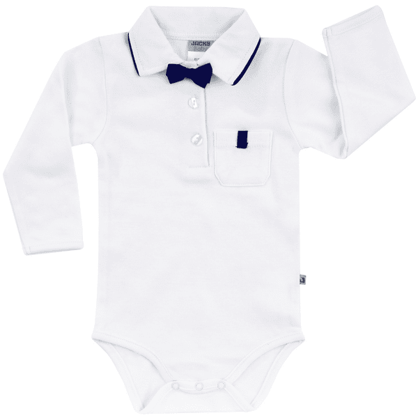 JACKY Body enfant manches longues noeud papillon blanc/marine