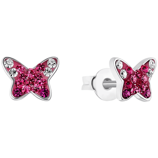Prinzessin Lillifee Mädchen-Ohrringe Schmetterling Ohrstecker Silber pink