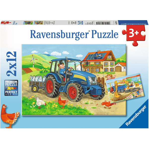 Ravensburger Puzzle 2x12 piezas - obra y granja 