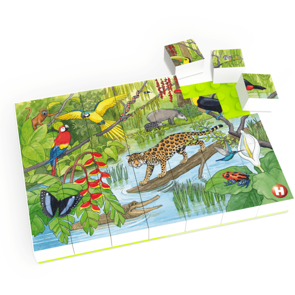 HUBELINO ® Puzzle Zwierzęta w tropikalnym lesie deszczowym (35 elementów)