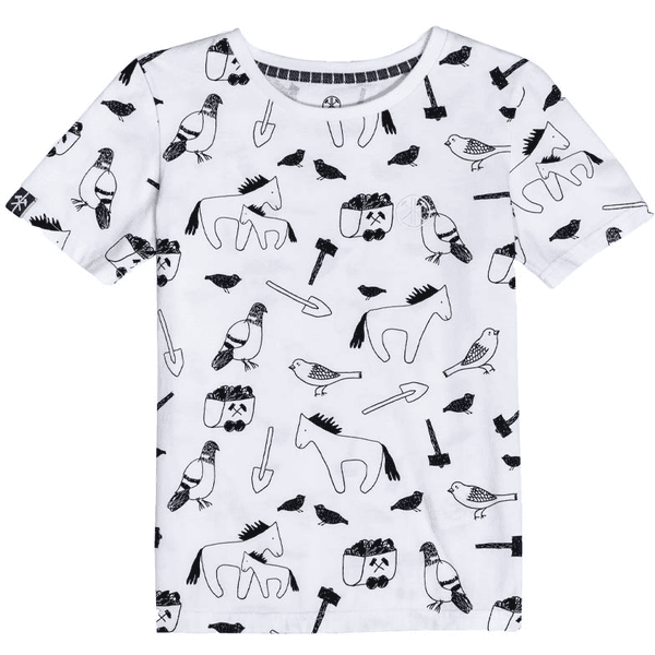 Kohlenknirpse T-shirt potes animaux Ecru/ Allover 