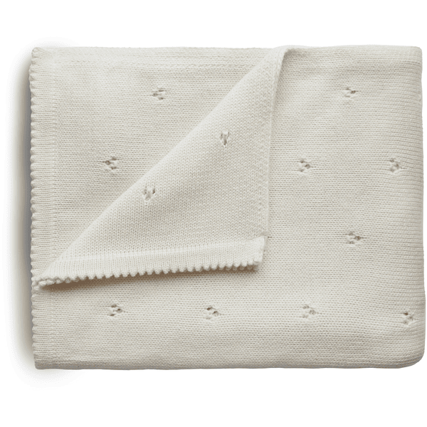 mushie Pointelle Ivory strikket tæppe 80 x 100 cm