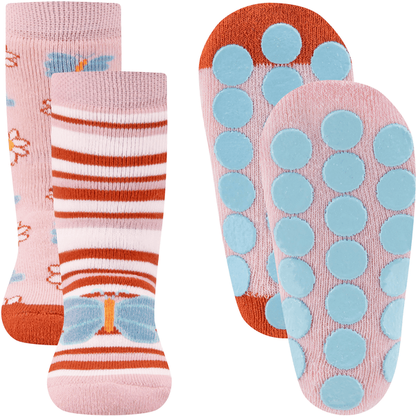 Ewers Stoppersocken 2er Pack Schmetterlinge rosa