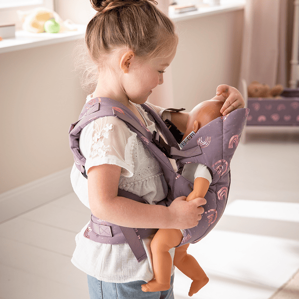 Mochila Portabebés Muñecas Rosa-Gris