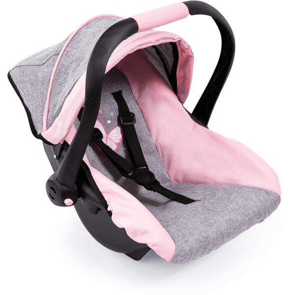 bayer Design Poppen autostoel met dak grijs/roze, | pinkorblue.be