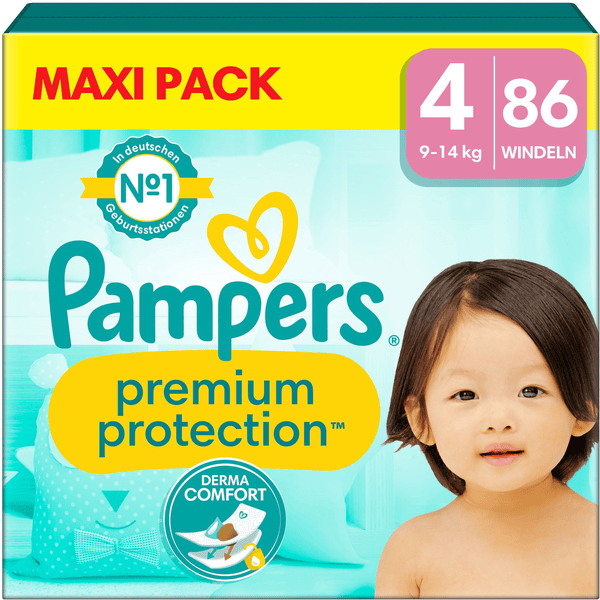 Pampers Premium Protection , taglia 4 Maxi, 9-14 kg, confezione Maxi (1x 86  pannolini) 