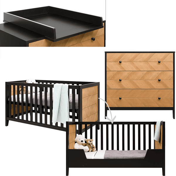 Bopita Babykamer Job 2-delig met ombouwbare commode 70 x 140 cm vintage honing 
