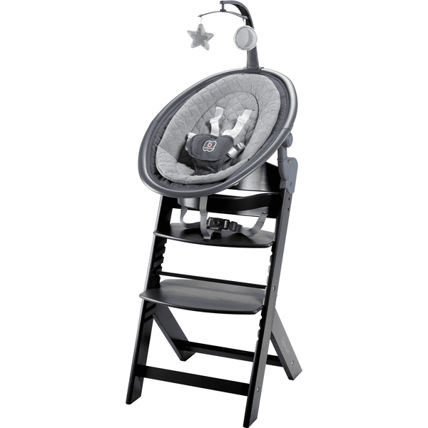 babyGO Pack chaise haute évolutive enfant transat nouveau-né Family bois Black/Grey