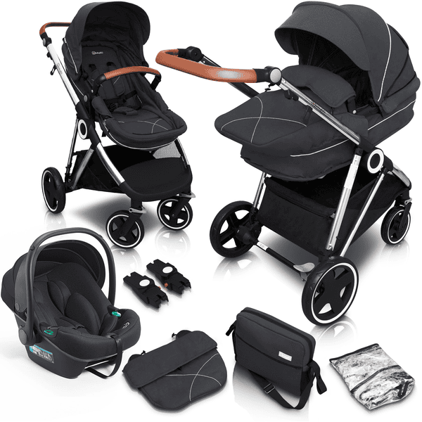 babyGO Anthracite Wózek dziecięcy Halime 3 w 1 Silver 