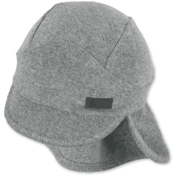 Sterntaler Peaked Cap med nackskydd Frotte grå rökgrå