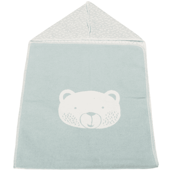 DAVID FUSSENEGGER Puckdecke mit Kapuze Bär hellgrün 45 x 76 cm baby