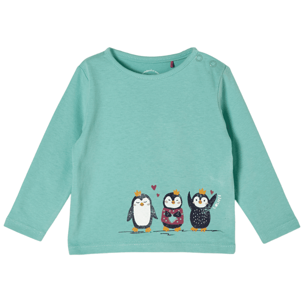 s. Oliver tričko s motivem 3 tučňáci s dlouhým rukávem světle modré