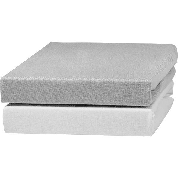 urra Jersey Spannbettlaken 2er-Pack 70 x 140 cm weiß/grau