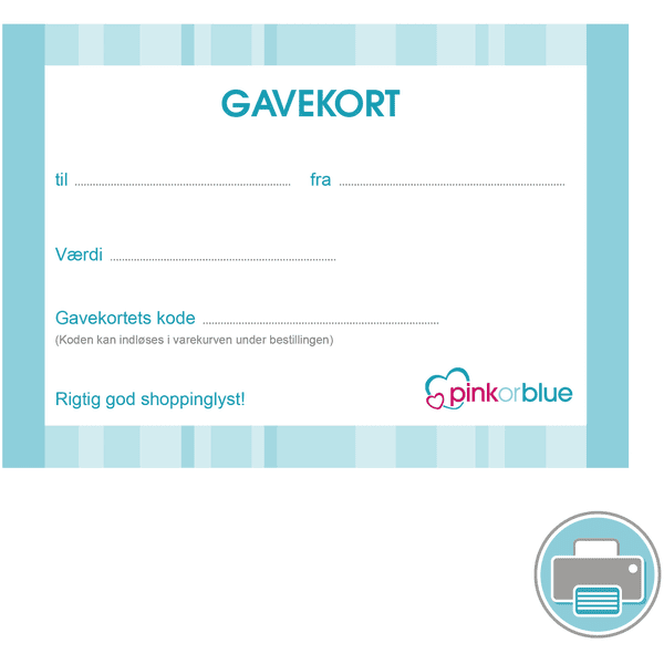 Gavekort print selv i blå