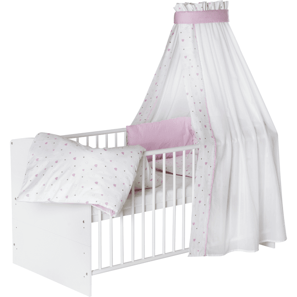 Schardt Bettset 4-teilig 100 x 135 cm Herzchen rosa