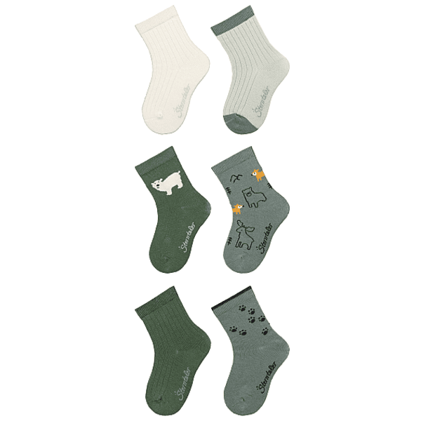 Sterntaler Calcetines pack de 6 oso polar verde piedra 