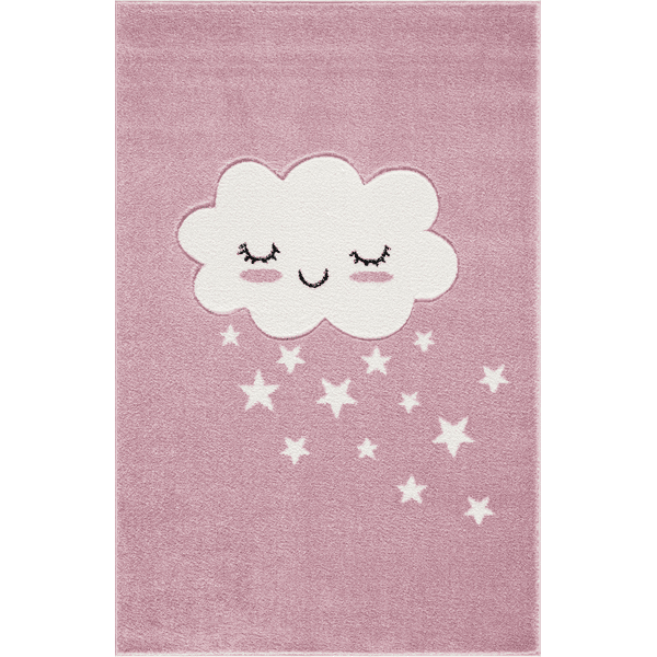 LIVONE Tapis enfant Kids love Rugs nuage rond gris argenté/blanc