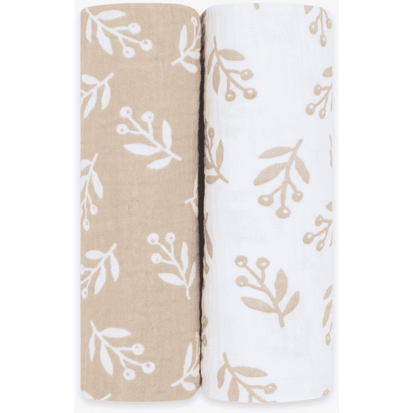 emma & noah mousseline luiers set van 2 Flora Sand 