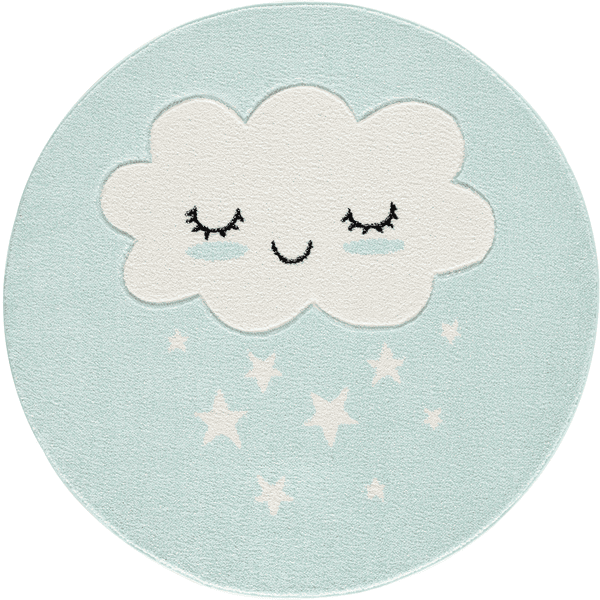 LIVONE Tapis enfant Kids love Rugs nuage rond menthe/blanc
