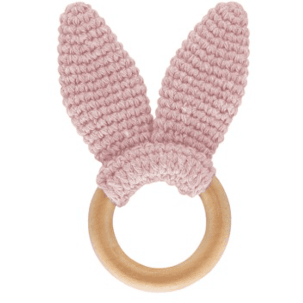 babyJem Beißring aus Holz Hase, rosa