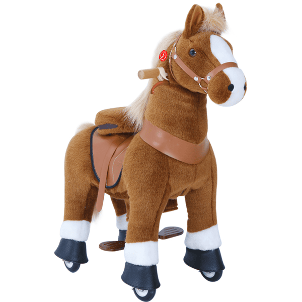 PonyCycle ® Caballo de juguete marrón oscuro con freno y sonido - grande 