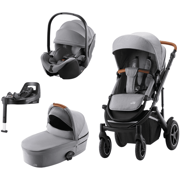 Britax Römer Carrito de bebé combi Smile 4 con portabebés Safe Pro i-Size y base isofix Vario Base 5Z Frost Grey